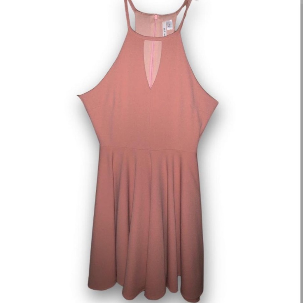 Blush Skater Dress with Key Hole